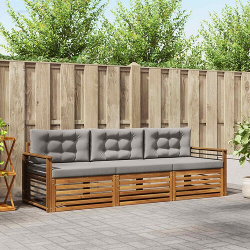  Set vanjskih sofa 3 kom. Prirodna i svijetlo siva Slike
