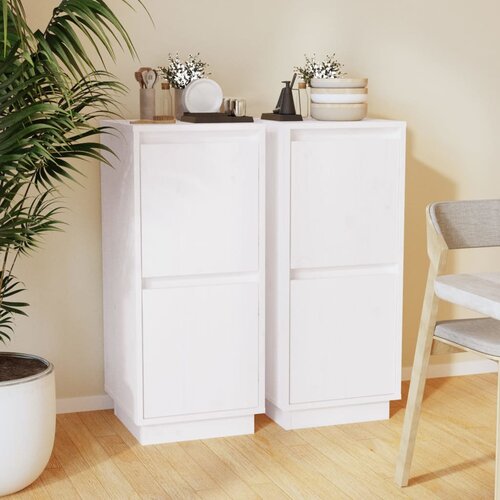 The Living Store Komoda 2 kosa bela 31,5x34x75 cm trdna borovina - Komoda, (21662137) Cene