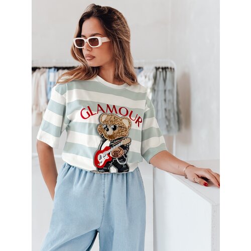 DStreet T-shirt damskie oversize w paski z haftem STRIPROCK j.niebieski Slike