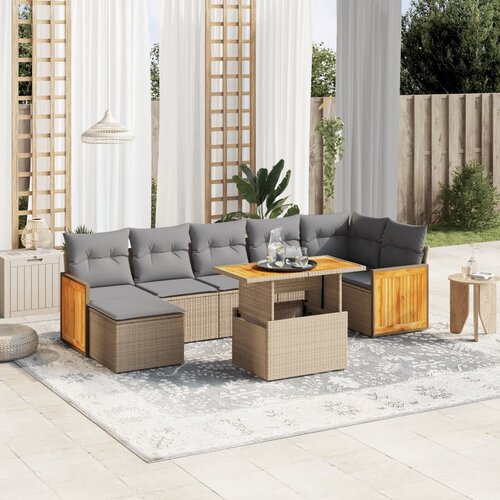 vidaXL 8-dijelni set vrtnih sofa od poliratana s jastucima bež Cijene