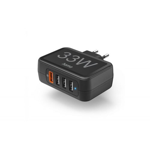 Hama Brzi punjač 4 priključka, Qualcomm® 3.0, 1x USB-A QC, 3x USB-A, 33 W, crni. 00201629 USB punjač unutrašnje područje, utičnica 4 x USB-A Cene