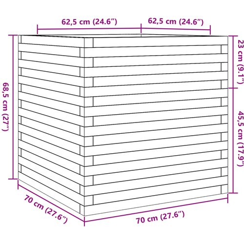  Vrtna sadilica vo&amp;scaron;tano smeđe boje 70x70x68,5 cm od borovine Slike