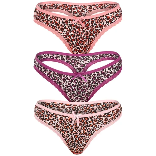 Fine Woman 3PACK women's thongs multicolor