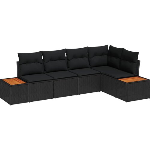  Sjedeća garnitura za vrt 5 kom. Crna Poli ratan 264 x 154 x 85 cm Slike