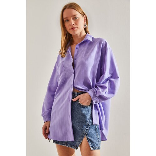 Bianco Lucci Women's Bella Fabric Single Pocket Oversize Shirt Cene