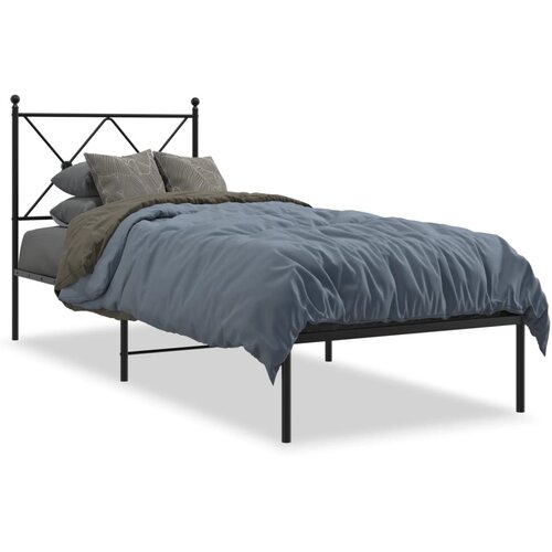 vidaXL Metalni okvir za krevet s uzglavljem crni 75x190 cm Cene