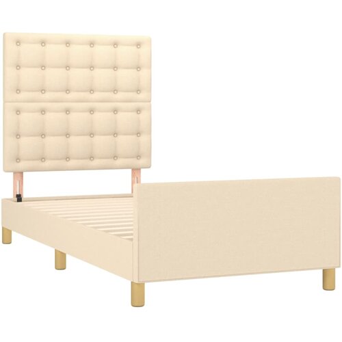  Okvir za krevet s uzglavljem krem 90x190 cm od tkanine Slike