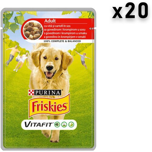 Friskies vlažna hrana za odrasle pse, govedina i krompir, 20x100g Cene