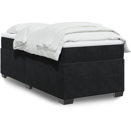  The Living Store Box spring postelja z vzmetnico črna 100x200 cm žamet - Box Spring Postelja, (21518488) Cene