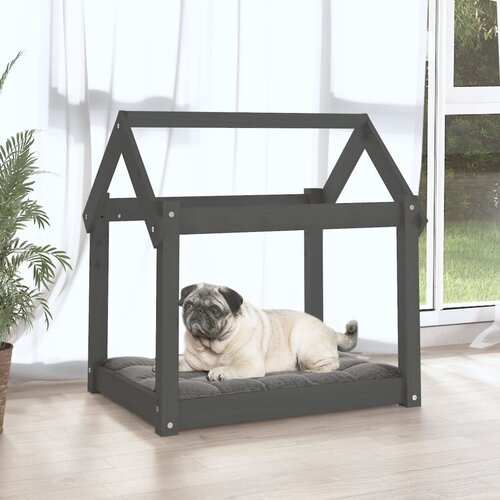  Krevet za pse sivi 71 x 55 x 70 cm od masivne borovine Slike