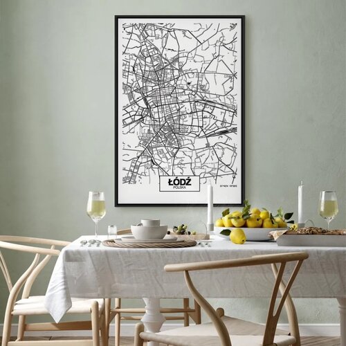  Slika - City Plan: Lodz (1 Part) Vertical 60x90 U crnom drvenom okviru Slike
