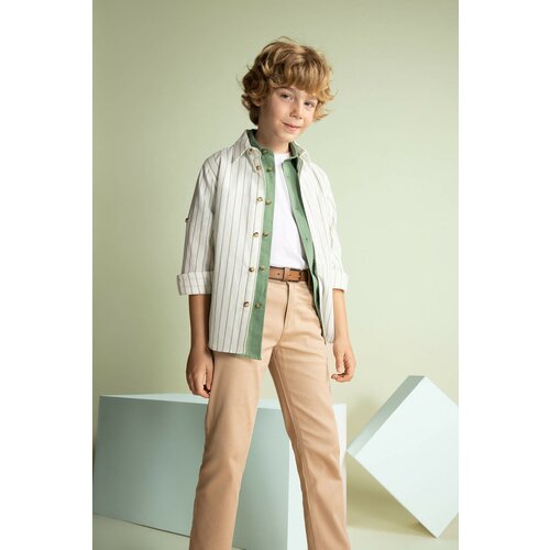 Defacto Boy Striped Linen Look Long Sleeve Shirt Slike