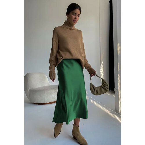 Madmext Mad Girls Green Satin Skirt Slike