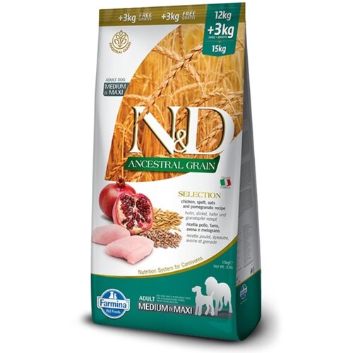 N&d ancestral grain selection chicken pomegranate medium and maxi 15 kg hrana za pse Cene