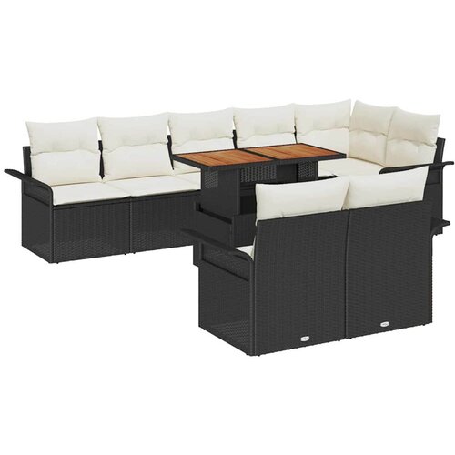 VidaXL Vrtna sedežna garnitura s shranjevanjem 9 pcs Črna Poly ratan, (5000022540) Slike