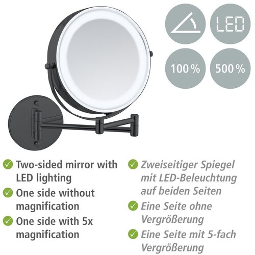 Wenko Kozmetično ogledalo z lučjo/povečevalno (5x povečava) &amp;oslash; 25,5 cm Lumi &amp;ndash; Slike