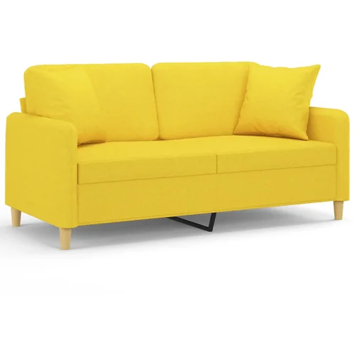 MAISON CHIC kavč - Sofa - Kanape dvosed z blazinami svetlo rumen 140 cm blago, (21727963)