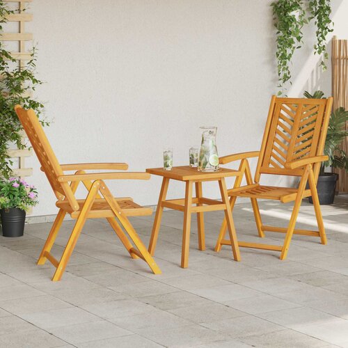  Vrtni set za objed 3 kom. Smeđa Čvrsto drvo akacije 150 x 90 x 60 cm Slike