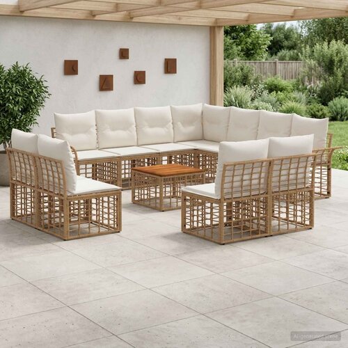  Set vanjskih sofa 12 kom. Prirodna i krema bijela Poliester Cene
