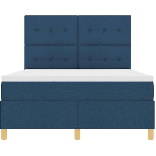  LED Box Spring Krevet s madracem Plava 140 x 200 cm tkanina Slike