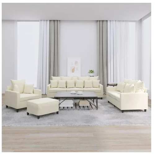 vidaXL 4-dijelni set sofa s jastucima krem baršunasti