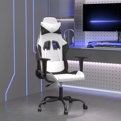 The Living Store Masažni gaming stol belo in črno umetno usnje - Gaming Stol, (21625075) Slike