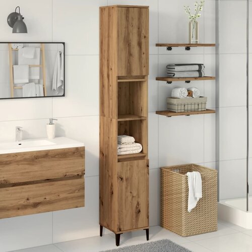 vidaXL Kopalniška omarica artisan hrast 30x30x190 cm inženirski les Cene