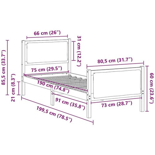  Okvir za krevet Tamno siva 75 x 190 cm tkanina Slike