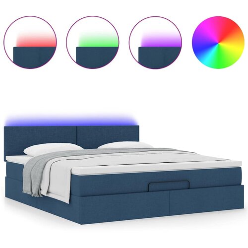  Otomanski krevet s madracem i LED plavi 160x200cm tkanine Slike