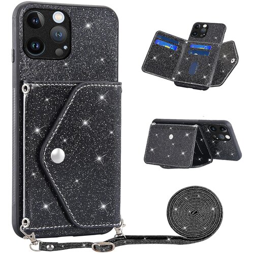 INORCO Zadnja lupina za iPhone 14 Pro Max trikotno držalo za kartice PU usnje+TPU ovitek za telefon s stojalom, (22034953) Slike