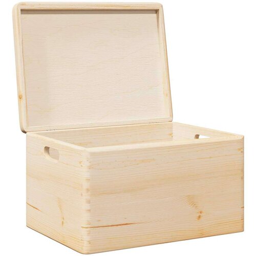 VidaXL Drvena kutija s poklopcem i ručkama 40x30x23 cm puno drvo bor Slike