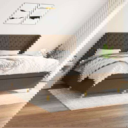  Box spring postelja z vzmetnico temno rjava 180x200 cm blago, (20899504) Cene