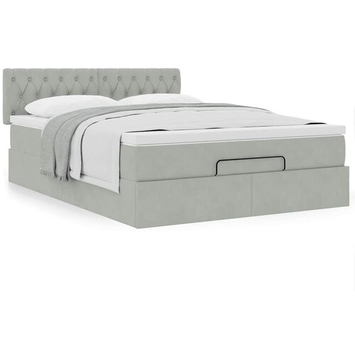 VidaXL Otomanski krevet s madracem svijetlosivi 140x200 cm bar&amp;scaron;unasti Slike