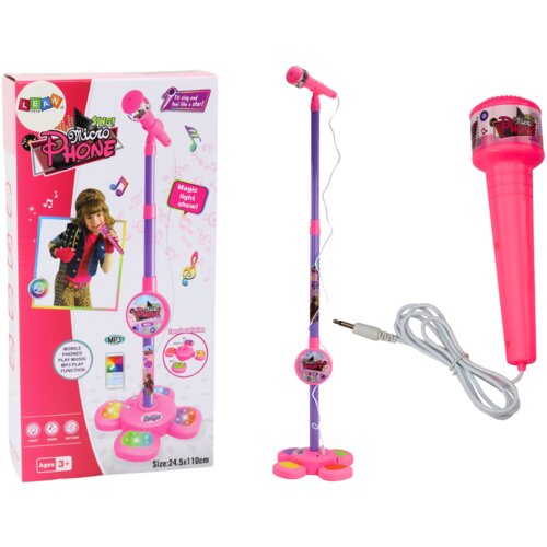 Podesivi mikrofon sa stalkom za djecu - rozi Slike