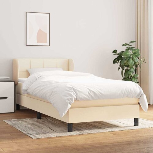  Krevet s oprugama i madracem krem 90 x 190 cm od tkanine Cene