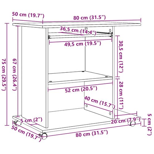  Računalni stol Artisan hrast 80x50x75 cm konstruirano drvo Slike
