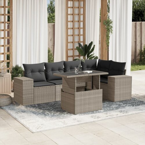 vidaXL 6-dijelni set vrtnih sofa od poliratana s jastucima svjetlosivi Cijene