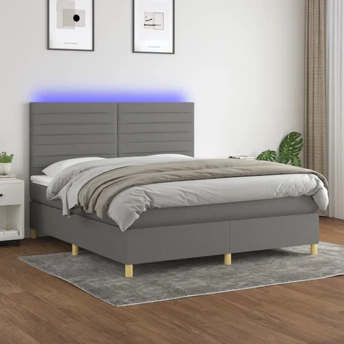  The Living Store Box spring postelja z vzmetnico LED temno siva 160x200 cm blago - Box Spring Postelja, (21453909)