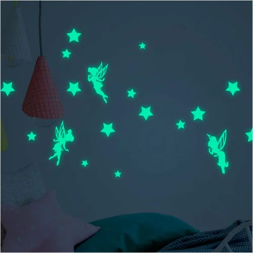 Ambiance set dječjih zidnih samoljepljivih svjetlećih naljepnica fairies and stars