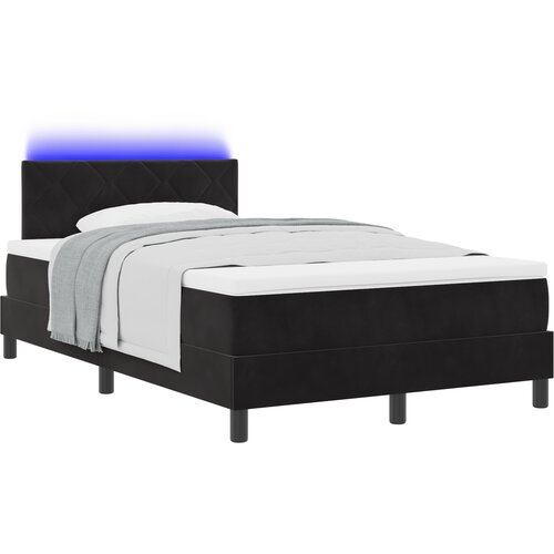 vidaXL Box Spring postelja z vzmetnico in LED črna 120x190 cm žamet Cene