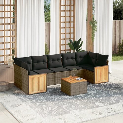  8-dijelni set vrtnih sofa od poliratana s jastucima sivi Cijene