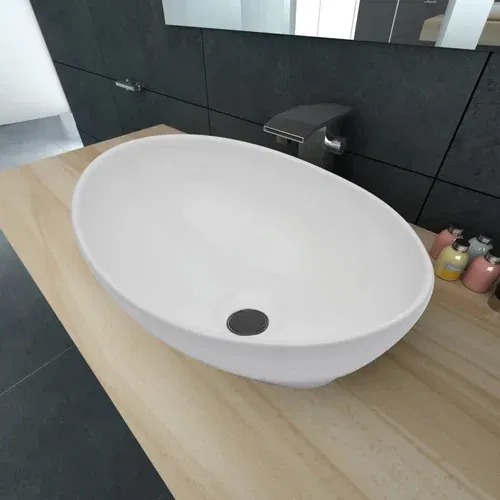  Luksuzni keramički ovalni umivaonik bijeli 40 x 33 cm