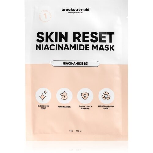 breakout + aid Skin Reset Niacinamide Mask Sheet maska s niacinamidom 34 g Cene