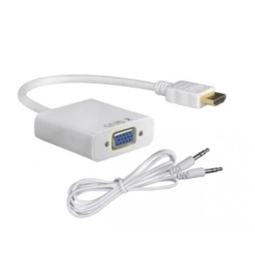 E-green Adapter HDMI (M) - VGA D-sub (F) + Audio kabl 3.5mm (MM) beli Slike