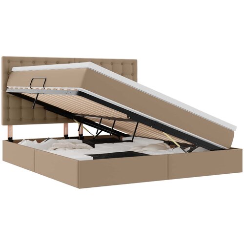 vidaXL Postelja s shranjevanjem Kapučino 180 x 200 cm Umjetno usnje, (5000099623) Cene