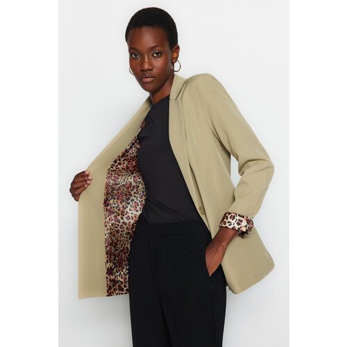 Trendyol Light Khaki Regular Woven Blazer Jacket with Lining Detailed Slike