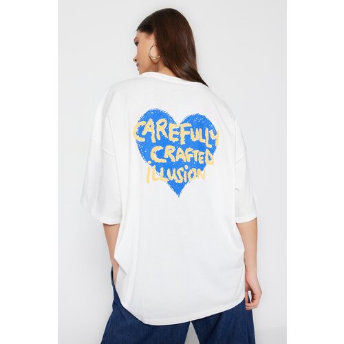 Trendyol T-Shirt - White - Oversize Slike