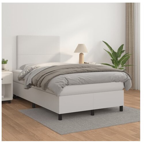  Box spring postelja z vzmetnico bel 120x200 cm umetno usnje Cene