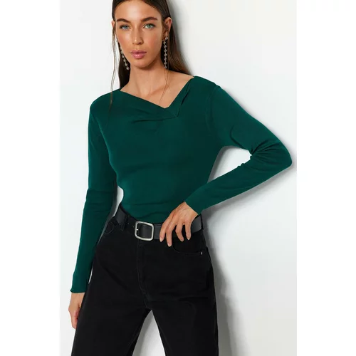 Trendyol Emerald Green Collar Detailed Knitwear Sweater