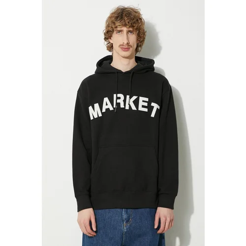 Market Pamučna dukserica Community Garden Hoodie za muškarce, boja: crna, s kapuljačom, s aplikacijom, 397000580